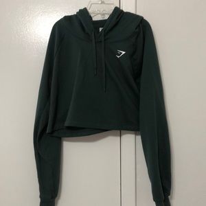 Dark Green Gymshark Training Cropped Hoodie